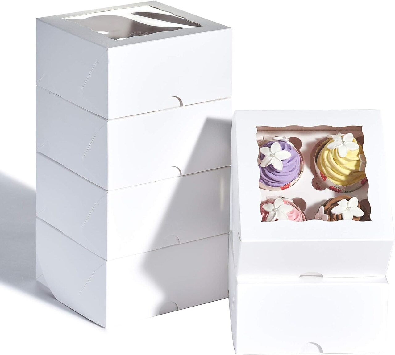 50 Pack White 4 Cupcake boxes with Window Chocolate Bomb Boxes Bakery Box Cookies Boxes Strawberry Boxes